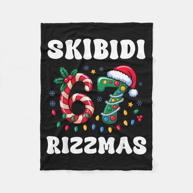 Skibidi Rizzmas 67 Christmas Six Seven Xmas Funny  Fleecefilt (Framsidan)