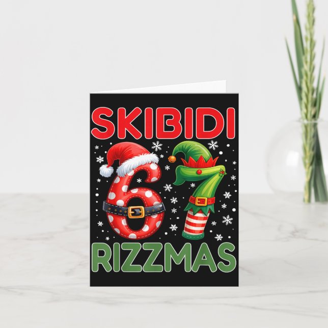 Skibidi Rizzmas 67 Christmas Six Seven Xmas Funny  Kort (Framsida)