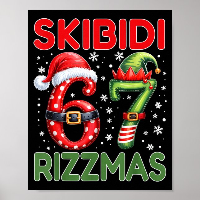 Skibidi Rizzmas 67 Christmas Six Seven Xmas Funny  Poster (Framsidan)