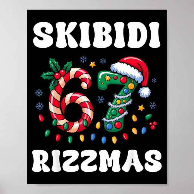 Skibidi Rizzmas 67 Christmas Six Seven Xmas Funny  Poster (Framsidan)