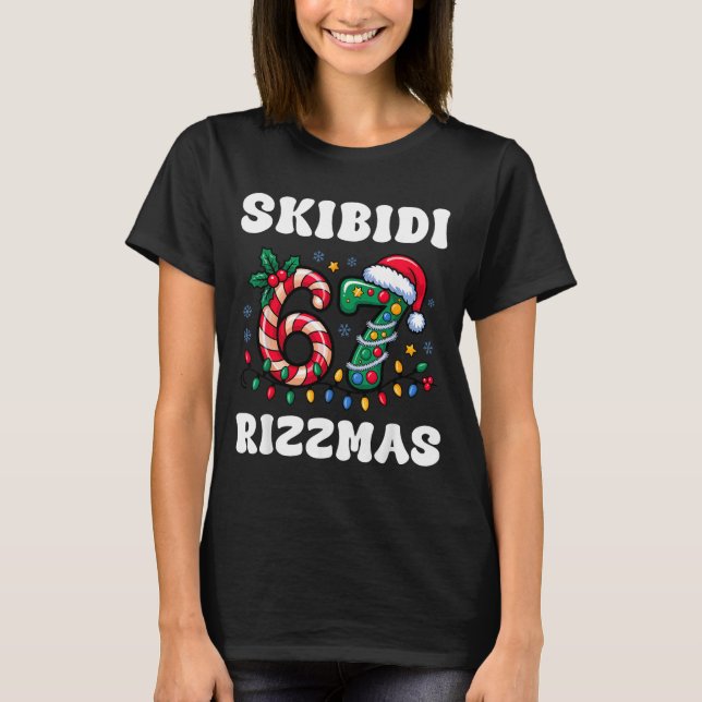 Skibidi Rizzmas 67 Christmas Six Seven Xmas Funny  T Shirt (Framsida)