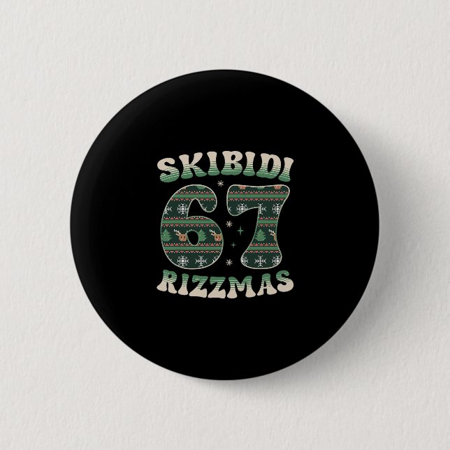 Skibidi Rizzmas 67 Six Seven Meme Fula Jul F Knapp (Framsida)