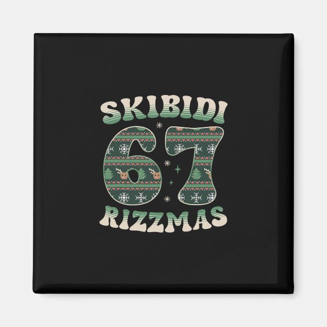 Skibidi Rizzmas 67 Six Seven Meme Fula Jul F Magnet (Framsidan)