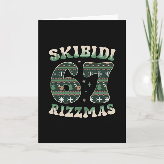 Skibidi Rizzmas 67 Six Seven Meme Ugly Christmas F Kort (Framsida)