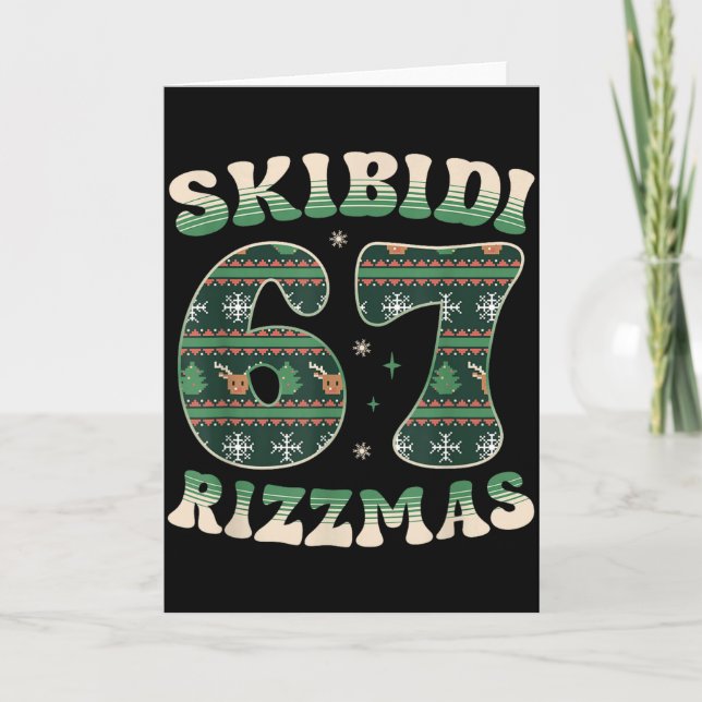 Skibidi Rizzmas 67 Six Seven Meme Ugly Christmas F Kort (Framsida)