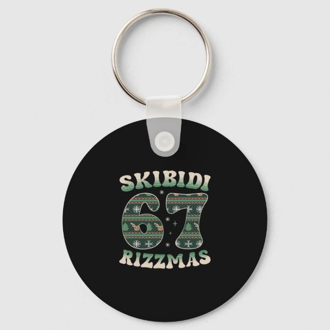 Skibidi Rizzmas 67 Six Seven Meme Ugly Christmas F Nyckelring (Framsida)