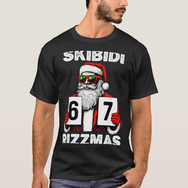 Skibidi Rizzmas Christmas 6 7 Funny Santa  T Shirt (Framsida)