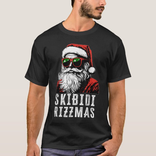Skibidi Rizzmas Christmas Rizz Santa Claus T Shirt (Framsida)