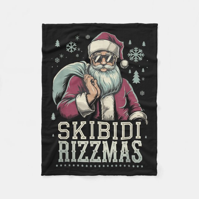 Skibidi Rizzmas Cool Santa Funny Christmas Rizz Ri Fleecefilt (Framsidan)
