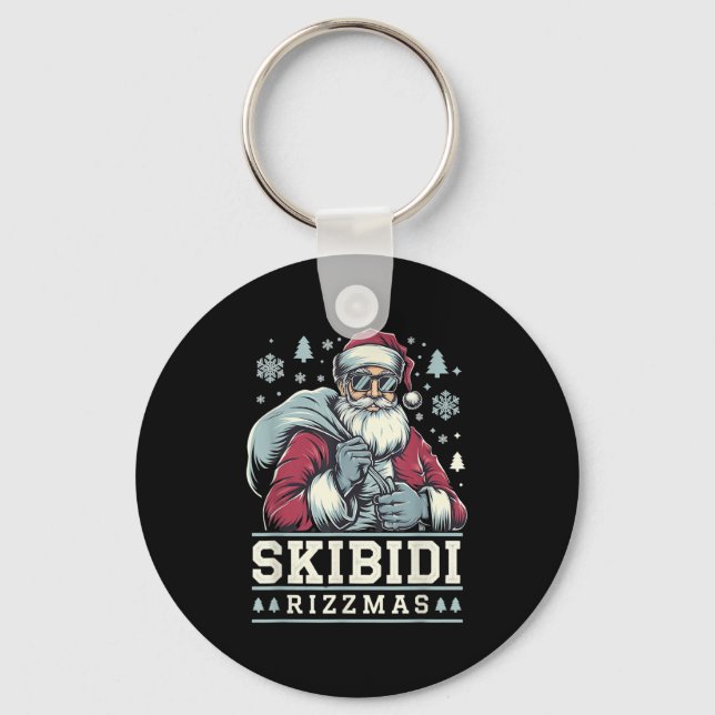 Skibidi Rizzmas Cool Santa Funny Christmas Rizz Ri Nyckelring (Framsida)
