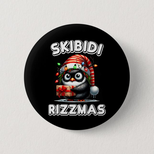 Skibidi Rizzmas Funny Gen Alpha Slang Christmas Pe Knapp (Framsida)