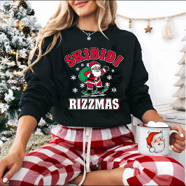 Skibidi Rizzmas Funny Meme Christmas Santa Lång Ärmad Tröja