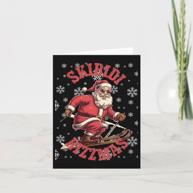 Skibidi Rizzmas Funny Santa Rizz jul Ski San Kort (Framsida)