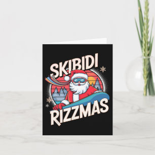 Skibidi Rizzmas Funny Santa Snowboarding Julafton Kort