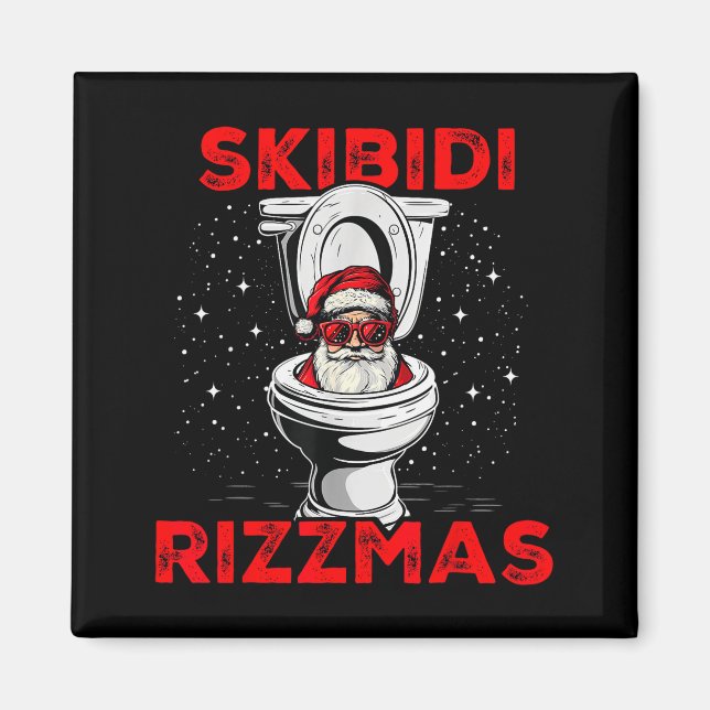Skibidi Rizzmas Funny Santa Toilet White Elephant  Magnet (Framsidan)