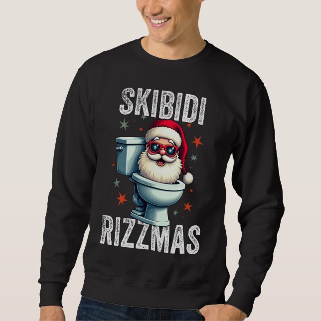 Skibidi Rizzmas Funny Santa White-jul Lång Ärmad Tröja (Framsida)