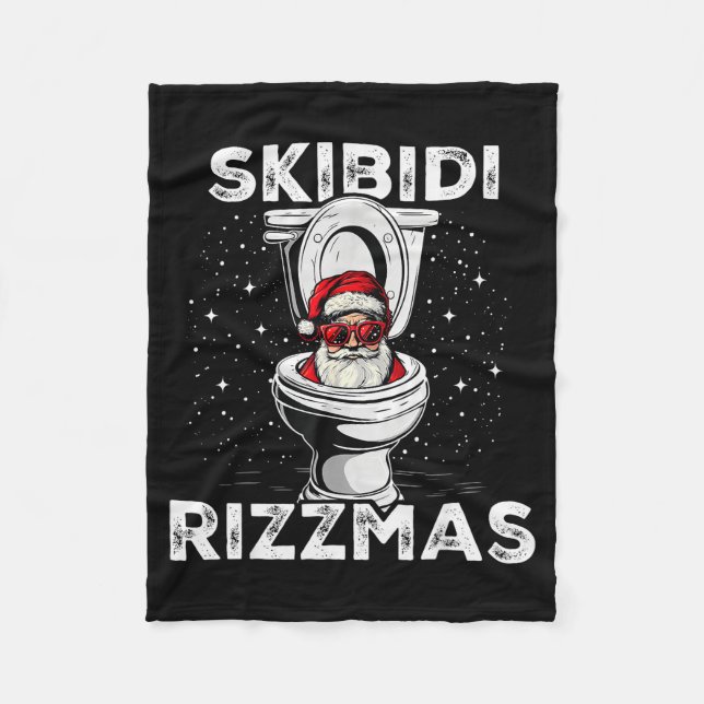 Skibidi Rizzmas Funny Toilet Santa White Elephant  Fleecefilt (Framsidan)