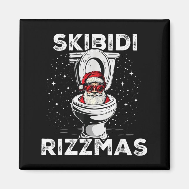 Skibidi Rizzmas Funny Toilet Santa White Elephant  Magnet (Framsidan)