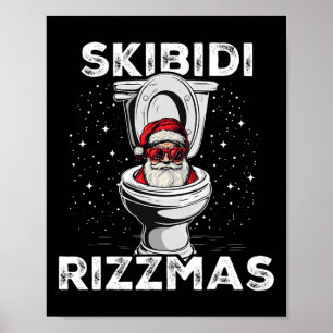 Skibidi Rizzmas Funny Toilet Santa White Elephant Poster
