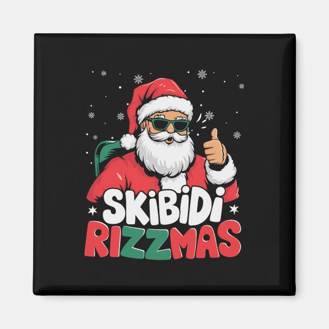 Skibidi Rizzmas jul Jultomten Merry Rizz M Magnet (Framsidan)