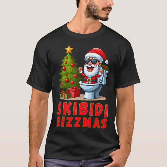 Skibidi Rizzmas jul Rizz Funny Jultomten T Shirt (Framsida)
