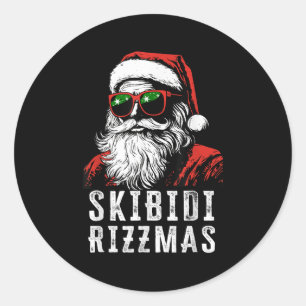 Skibidi Rizzmas jul Rizz Tomte Claus Karisma Runt Klistermärke