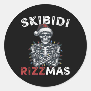 Skibidi Rizzmas Retro God jul Sigma Rizzma Runt Klistermärke