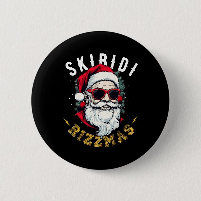 Skibidi Rizzmas Retro julhatt Cool jul Grafik Knapp (Framsida)