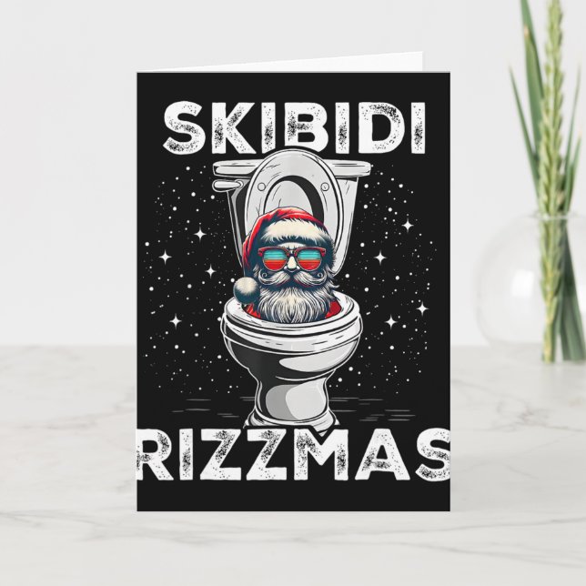 Skibidi Rizzmas Rolig Toalett Tomte Vit Elefant  Kort (Framsida)