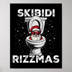 Skibidi Rizzmas Rolig Toalett Tomte Vit Elefant Poster