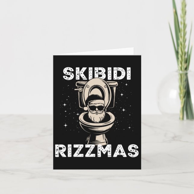 Skibidi Rizzmas Roliga Toalett Tomte Vit Elefant  Kort (Framsida)