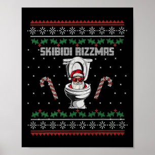 Skibidi Rizzmas Roliga Toalett Tomte Vit Elefant Poster