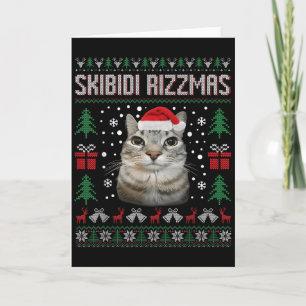 Skibidi Rizzmas Roligt Dumt Stirrande Katt Fult Sv Kort