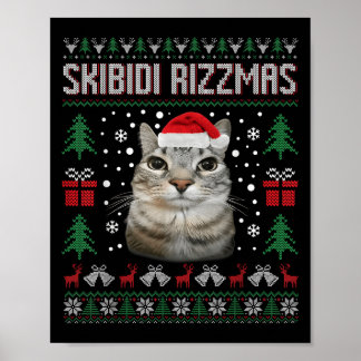 Skibidi Rizzmas Roligt Dumt Stirrande Katt Fult Sv Poster