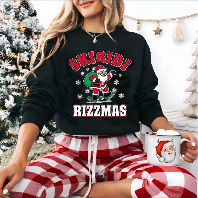 Skibidi Rizzmas Roligt Meme Jul Tomte Lång Ärmad Tröja (Skapare uppladdad)