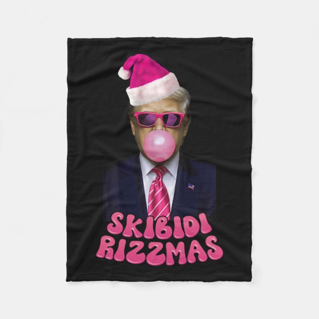 Skibidi Rizzmas Rosa - Trump Bubble Gum Ch Fleecefilt (Framsidan)