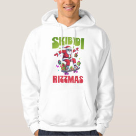 Skibidi Rizzmas Santa on his Skate Hoodie