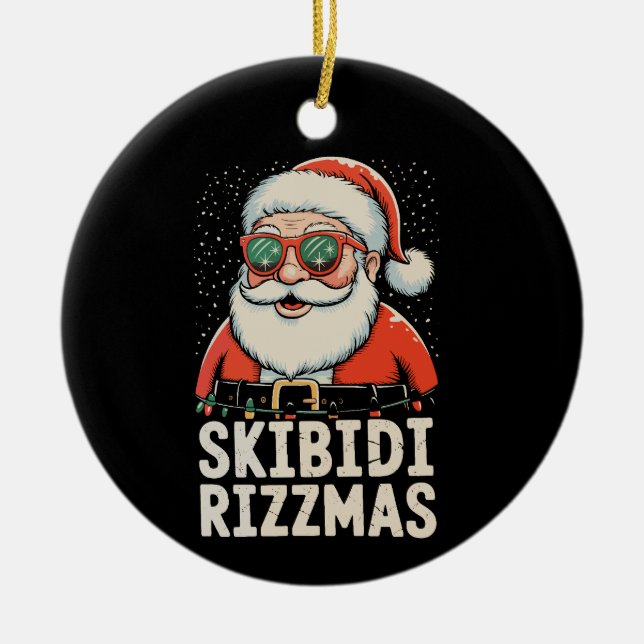 Skibidi Rizzmas Santa Rizz Julafton Helgdag Julgransprydnad Keramik (Framsidan)