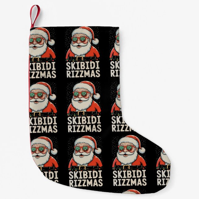 Skibidi Rizzmas Santa Rizz Julafton Helgdag Liten Julstrumpa (Framsidan)