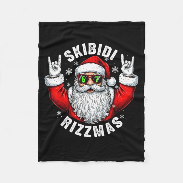 Skibidi Rizzmas Santa Sungles Funny Christmas Men  Fleecefilt (Framsidan)