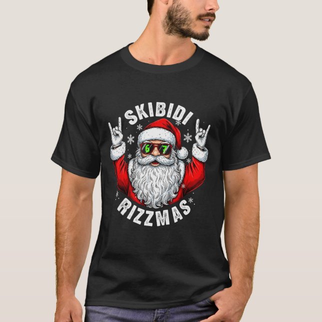 Skibidi Rizzmas Santa Sungles Funny Christmas Men  T Shirt (Framsida)