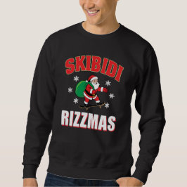 Skibidi Rizzmas Skater Santa Claus Meme Lång Ärmad Tröja
