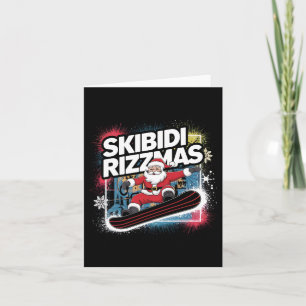 Skibidi Rizzmas Snowboarding Santa Funny Julafton Kort