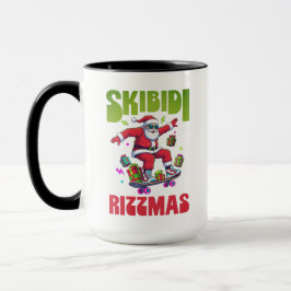 Skibidi Rizzmas Tomte på sin Skateboard Mugg