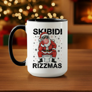 Skibidi Rizzmas Tomte Toalett Roligt Jul Mugg