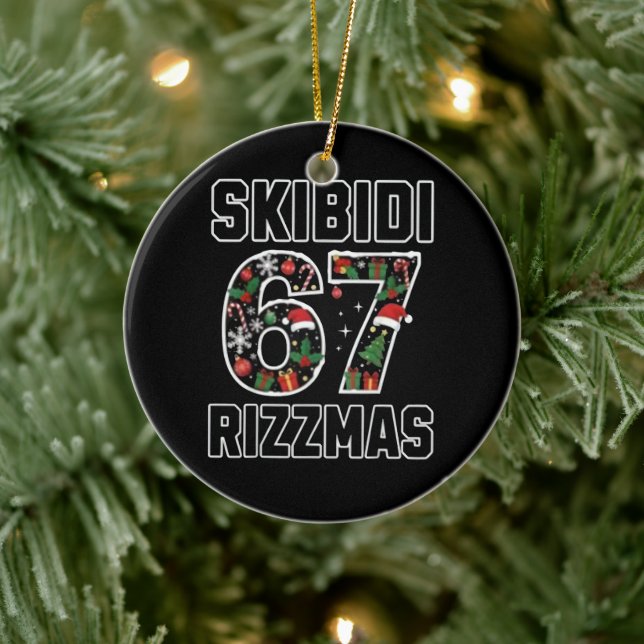 Skibidi Six Seven Rizzmas Funny Christmas 2025 Mem Julgransprydnad Keramik (Träd)