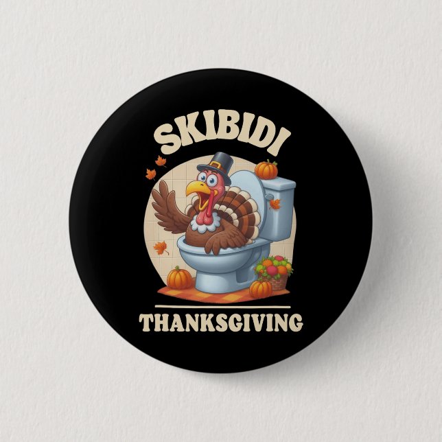 Skibidi Thanksgiving Funny Meme Skibidi Toilet Tur Knapp (Framsida)