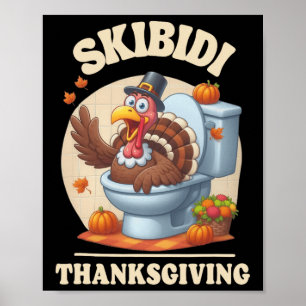 Skibidi Thanksgiving Funny Meme Skibidi Toilet Tur Poster