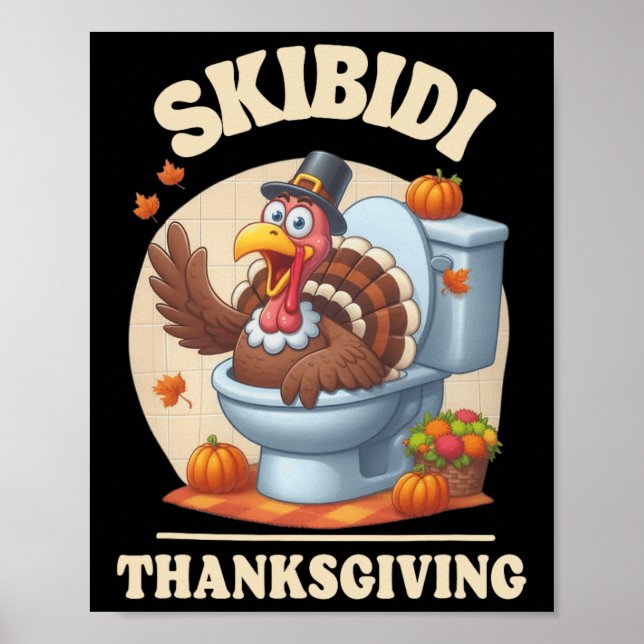 Skibidi Thanksgiving Funny Meme Skibidi Toilet Tur Poster (Framsidan)
