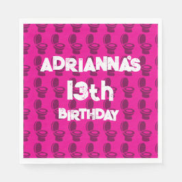 Skibidi Toilet Rosa Födelsedagsfest inbjudan Pappersservett